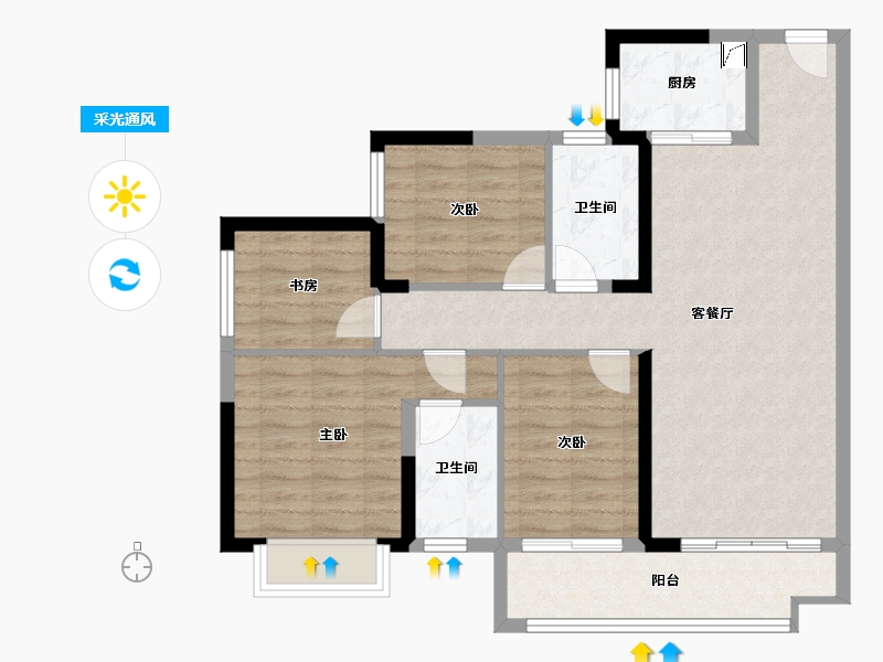 广东省-梅州市-梅州中骏世界城-89.40-户型库-采光通风