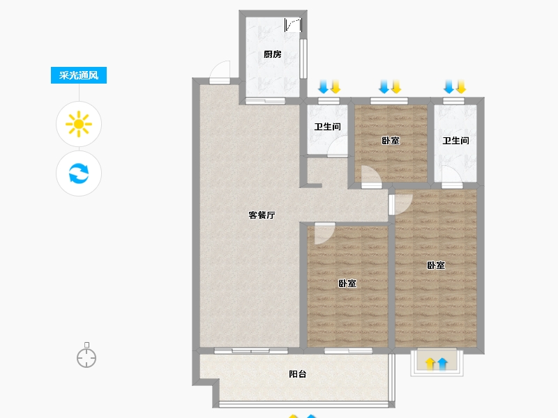 陕西省-宝鸡市-山河大观-110.01-户型库-采光通风