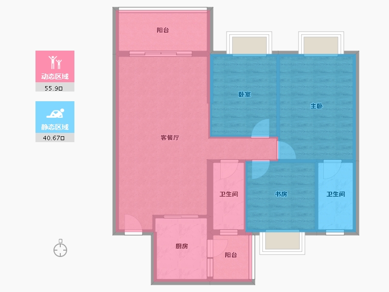 广东省-湛江市-奥园世耀中心城-87.20-户型库-动静分区