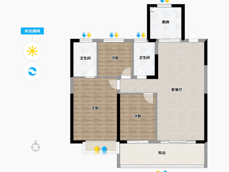 安徽省-安庆市-置地安庆中心-101.56-户型库-采光通风