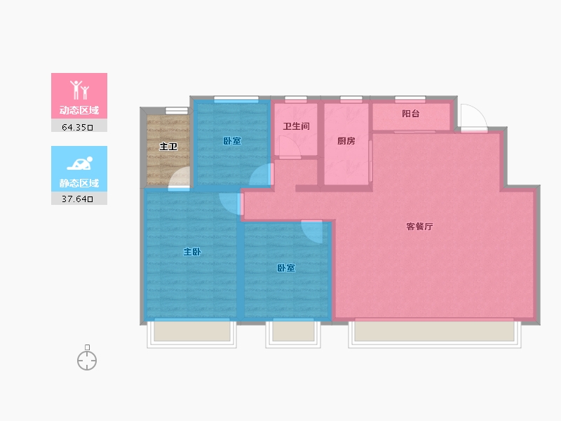 河北省-保定市-保利·堂悦-96.16-户型库-动静分区