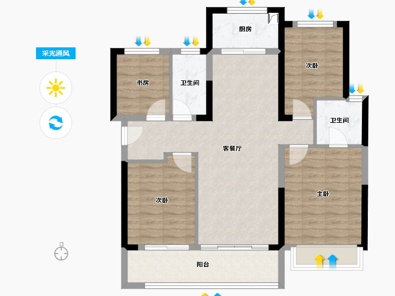 广东省-梅州市-梅州中骏世界城-89.91-户型库-采光通风