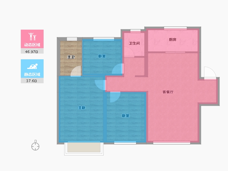 河北省-保定市-保利·堂悦-80.03-户型库-动静分区