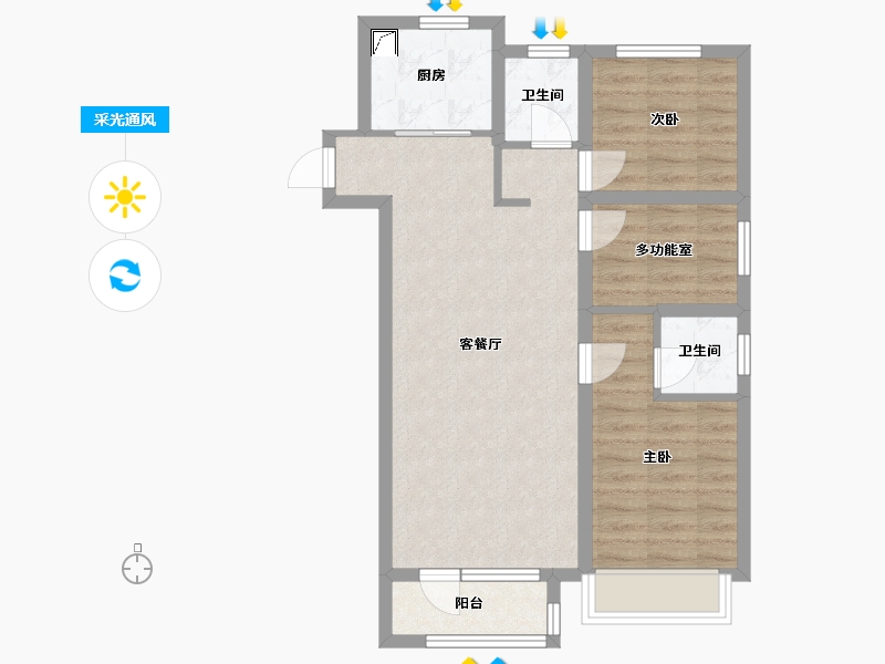 河北省-唐山市-中建府-69.75-户型库-采光通风