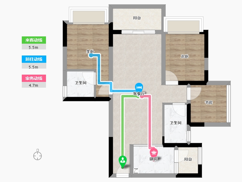 广东省-湛江市-湛江爱琴海国际广场-64.96-户型库-动静线