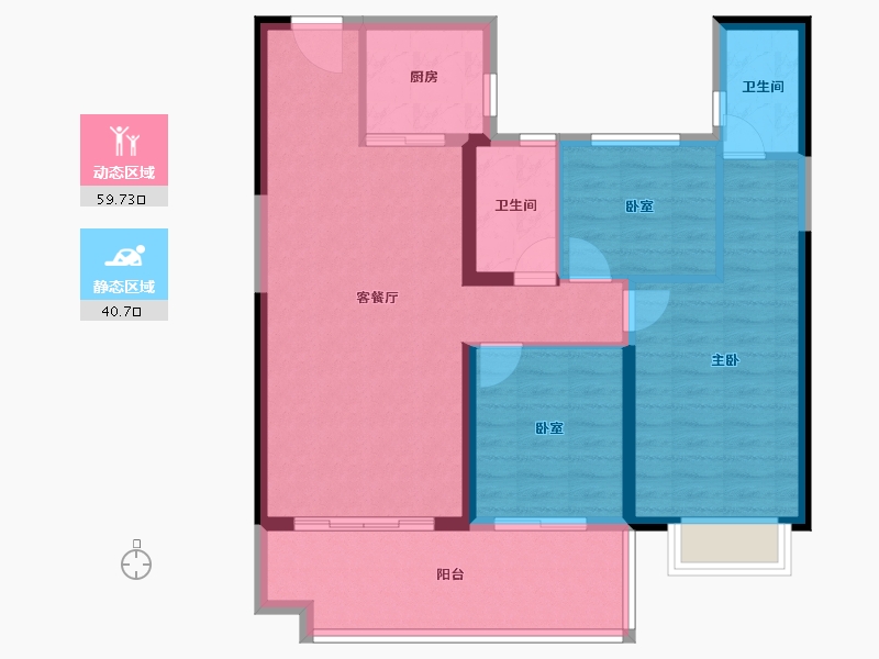 湖南省-株洲市-碧桂园翘楚棠-90.38-户型库-动静分区