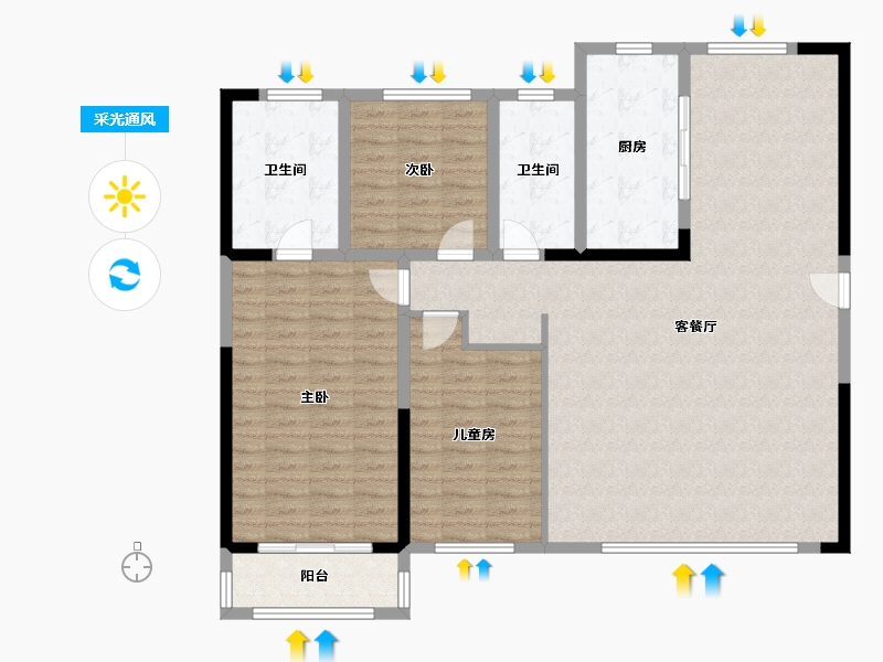 山东省-济南市-融创东山府-154.00-户型库-采光通风