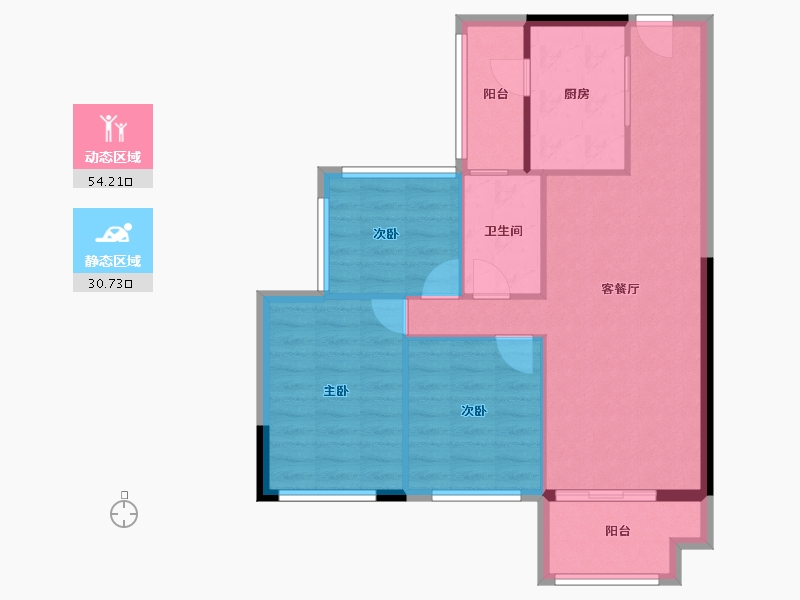 四川省-遂宁市-碧桂园天玺-76.91-户型库-动静分区