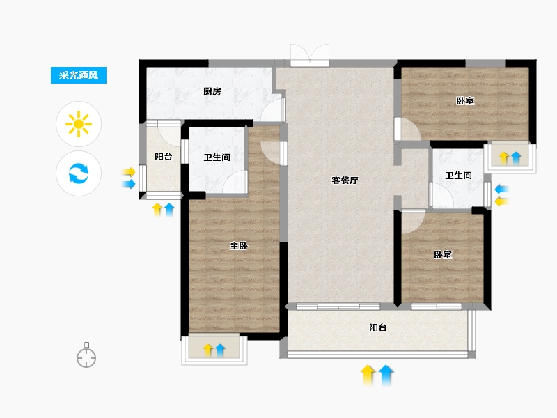 湖南省-株洲市-长房湘江府-93.94-户型库-采光通风