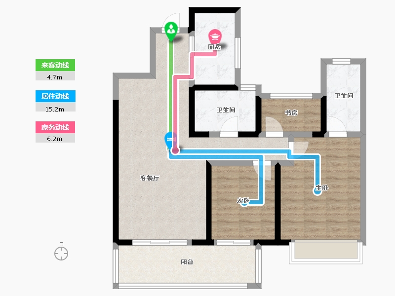 湖南省-常德市-常德鼎城吾悦广场-88.95-户型库-动静线