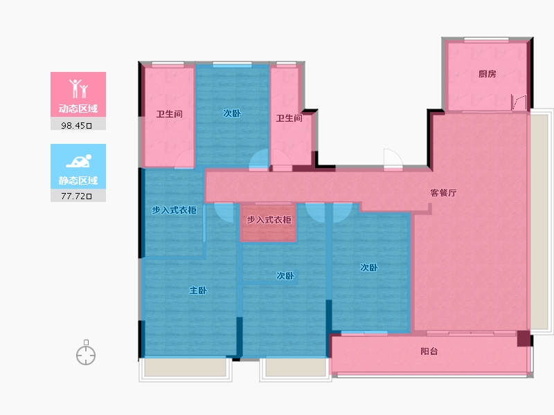 安徽省-蚌埠市-世茂沁雅·瞰云台-158.90-户型库-动静分区