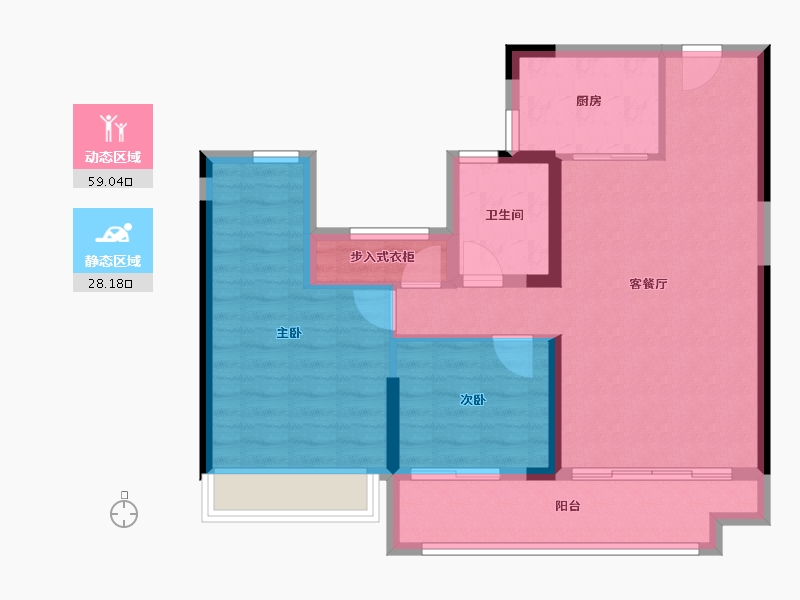 湖南省-常德市-常德碧桂园·阅胜台-78.05-户型库-动静分区