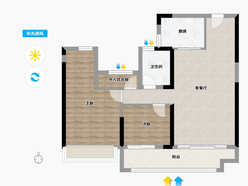 湖南省-常德市-常德碧桂园·阅胜台-78.05-户型库-采光通风