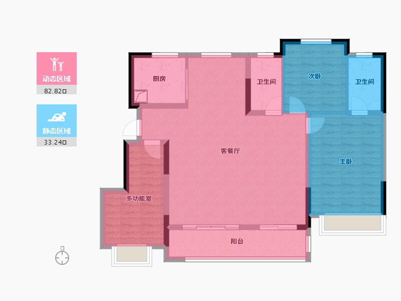 安徽省-蚌埠市-世茂沁雅·瞰云台-104.64-户型库-动静分区