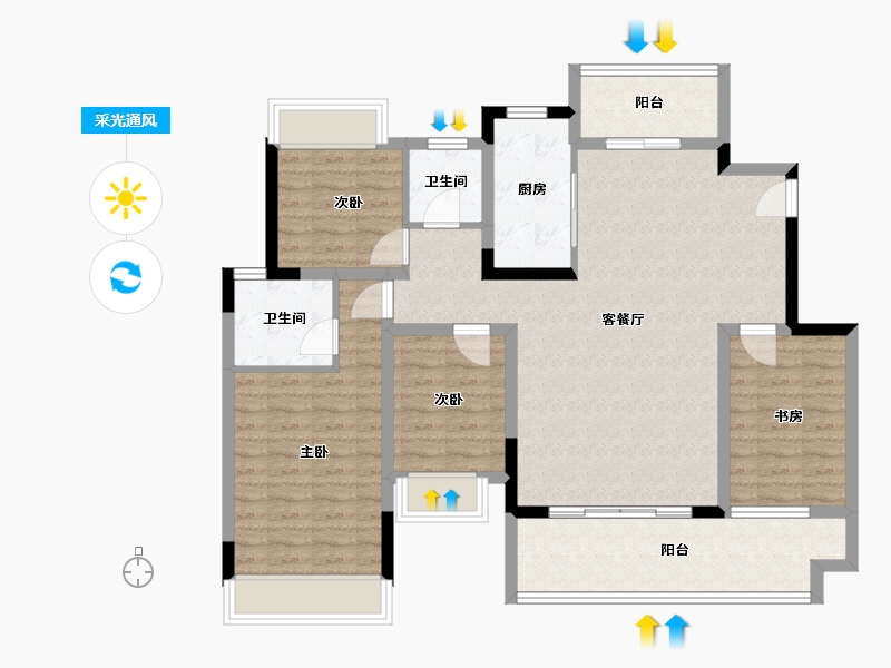 贵州省-遵义市-滨江和城-106.40-户型库-采光通风