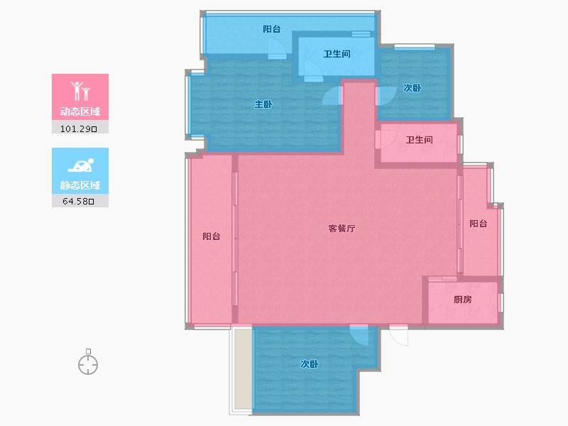 山东省-威海市-威高·七彩城春风里-150.00-户型库-动静分区