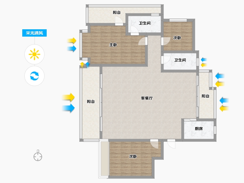 山东省-威海市-威高·七彩城春风里-150.00-户型库-采光通风