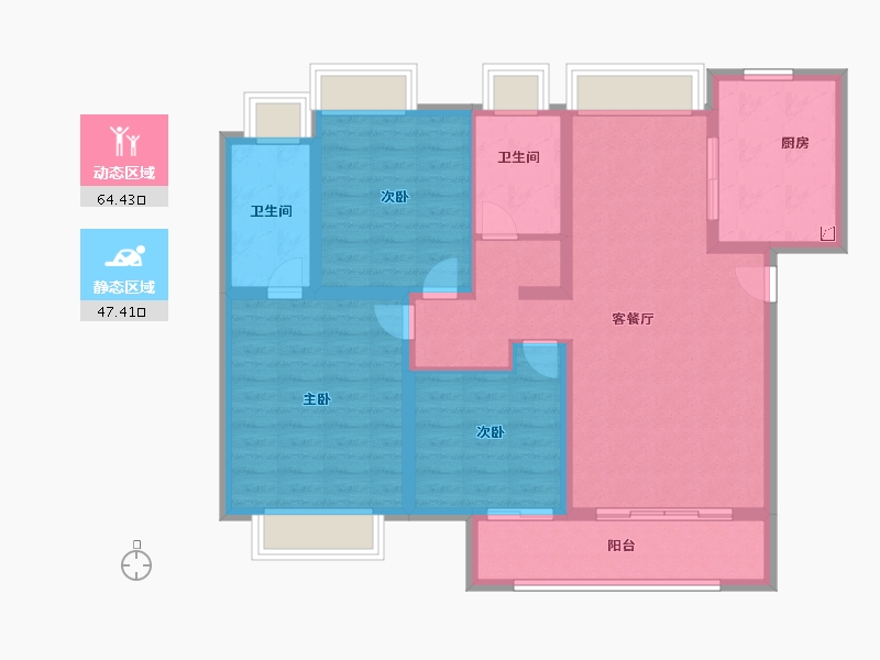 湖北省-黄冈市-方木山居-100.00-户型库-动静分区