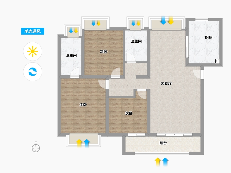 湖北省-黄冈市-方木山居-100.00-户型库-采光通风