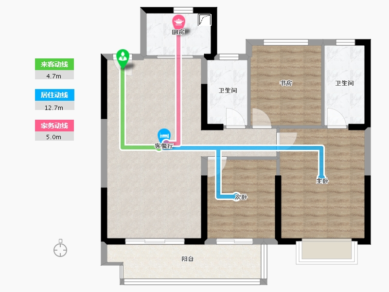 江苏省-淮安市-融侨观邸-91.57-户型库-动静线