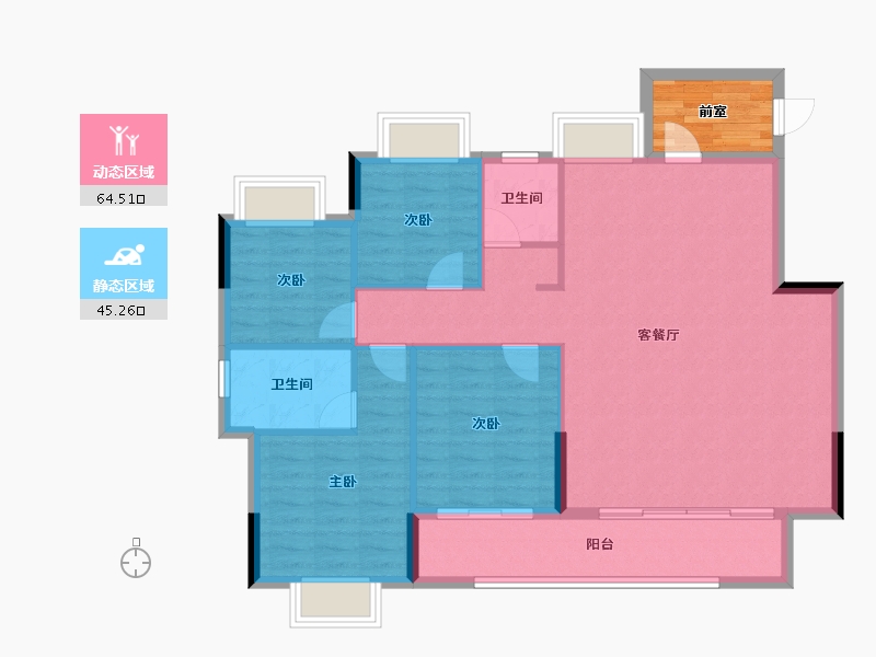 江西省-吉安市-东山中央首府-104.80-户型库-动静分区