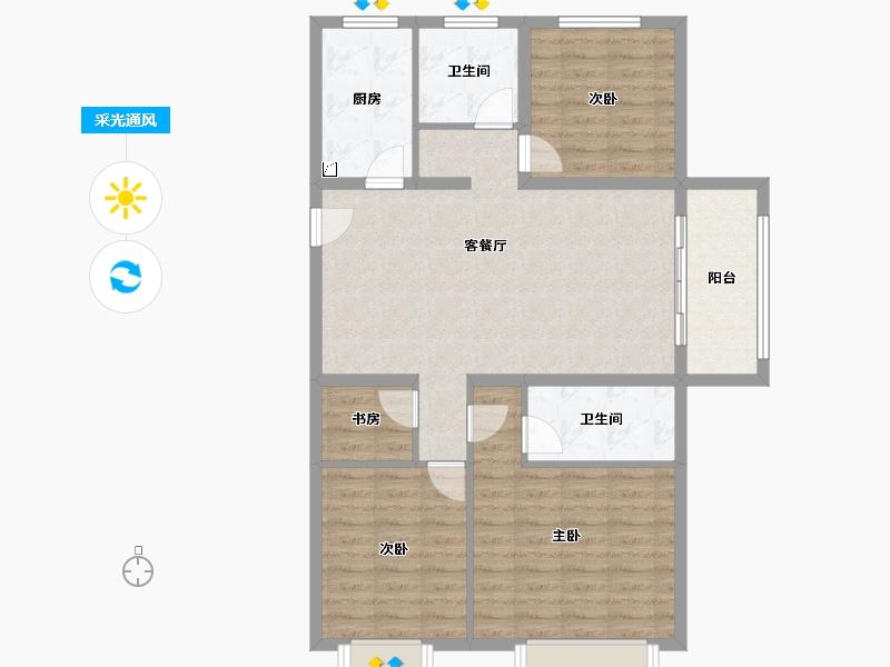 湖北省-黄冈市-方木山居-92.80-户型库-采光通风