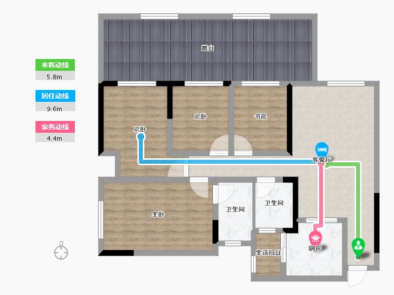 四川省-巴中市-云城书香美邸-124.56-户型库-动静线