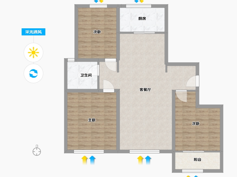 山东省-潍坊市-三里家园-95.00-户型库-采光通风