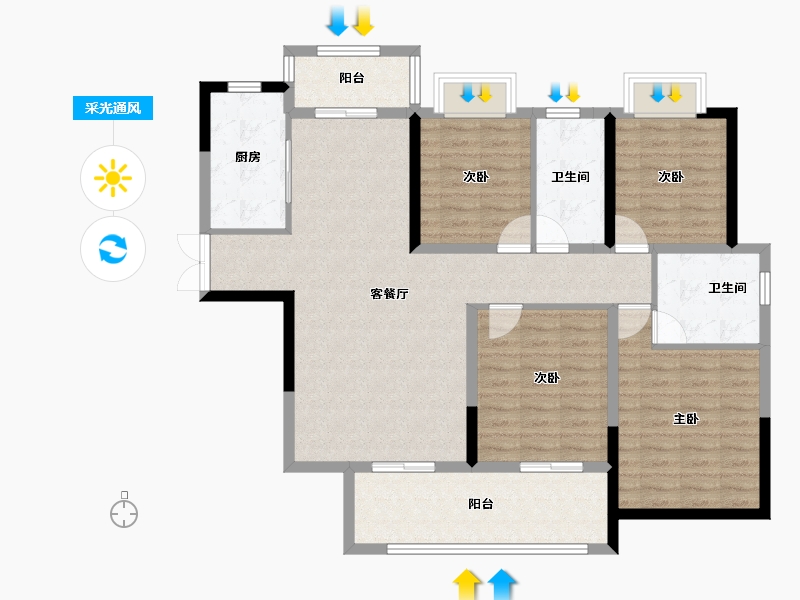 湖北省-宜昌市-建投时代印-113.69-户型库-采光通风