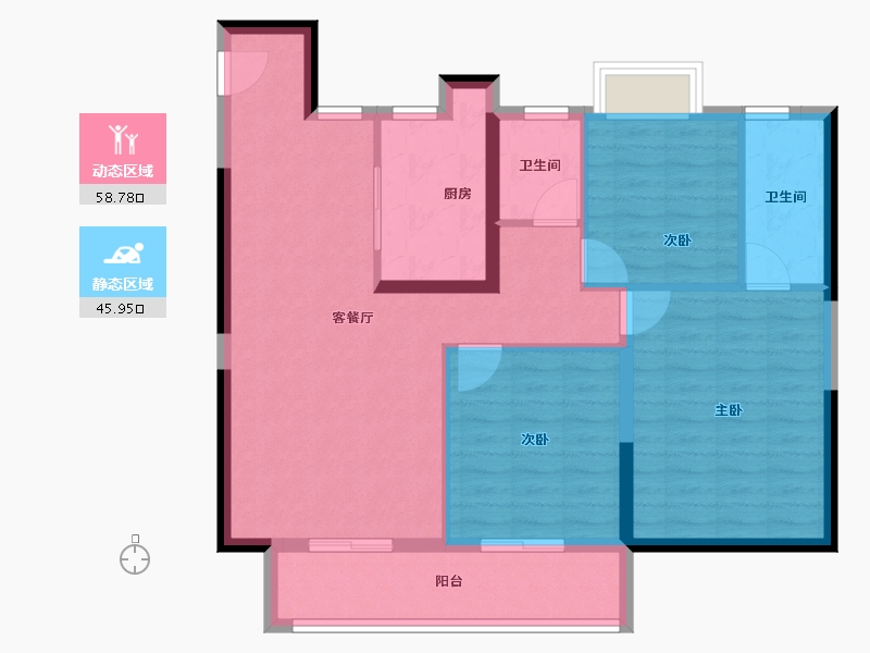 湖北省-宜昌市-宜昌城市旅游客厅国际社区-94.40-户型库-动静分区