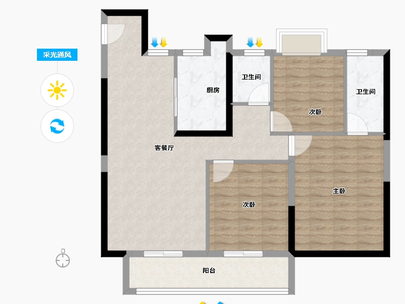 湖北省-宜昌市-宜昌城市旅游客厅国际社区-94.40-户型库-采光通风