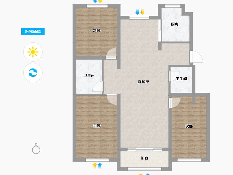 河北省-秦皇岛市-兴桐鑫城-101.04-户型库-采光通风