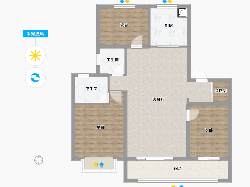 河北省-石家庄市-融创未来中心-101.38-户型库-采光通风