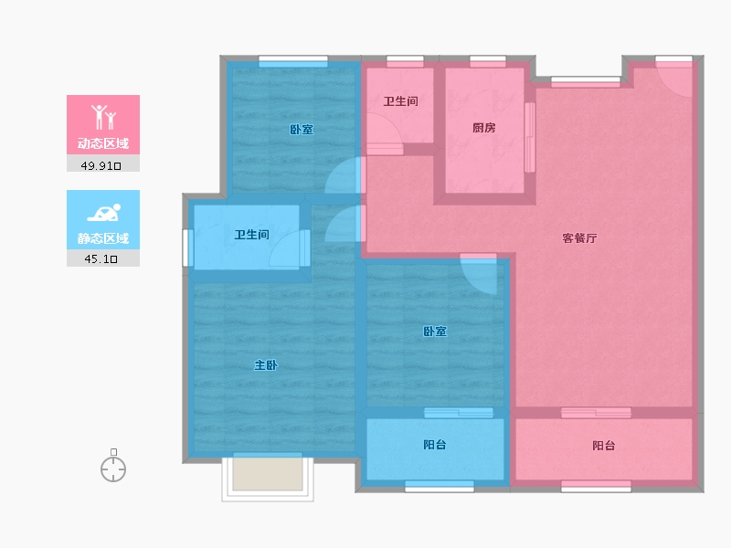 浙江省-丽水市-志城湖岸春晓-83.20-户型库-动静分区