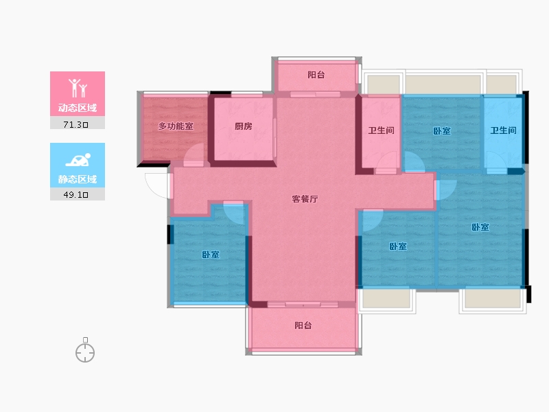 广东省-湛江市-廉江碧桂园大成花园-107.54-户型库-动静分区