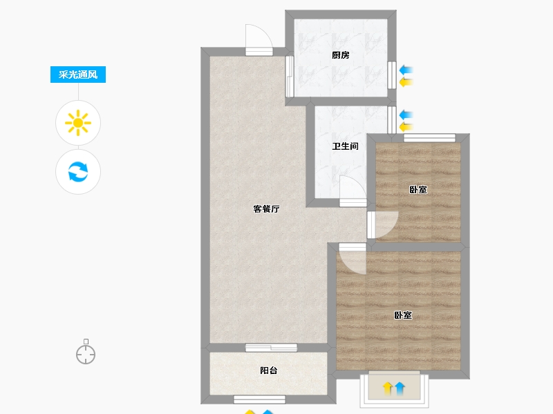 浙江省-丽水市-和泰南城璟园-62.42-户型库-采光通风