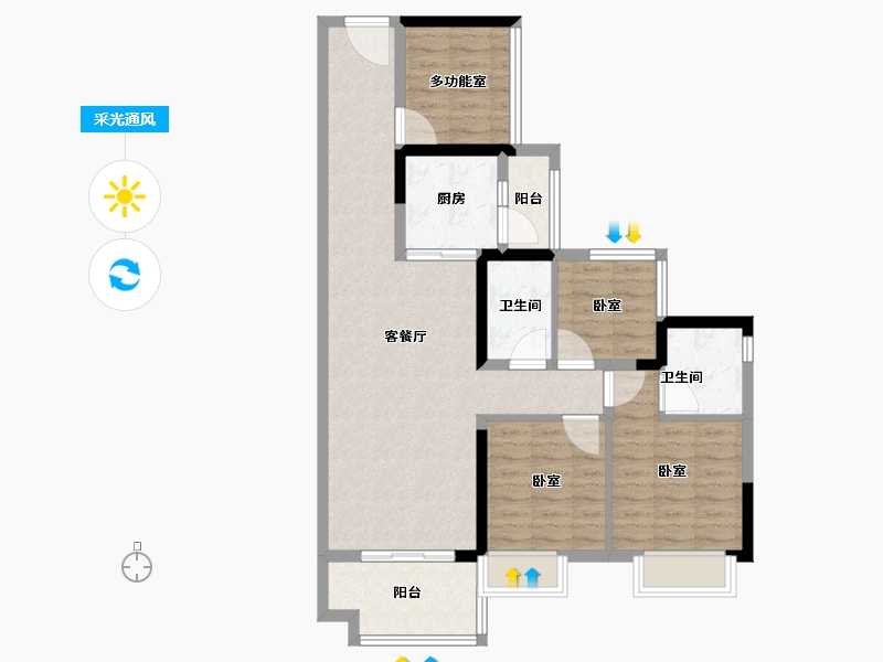 广东省-湛江市-廉江碧桂园大成花园-88.00-户型库-采光通风