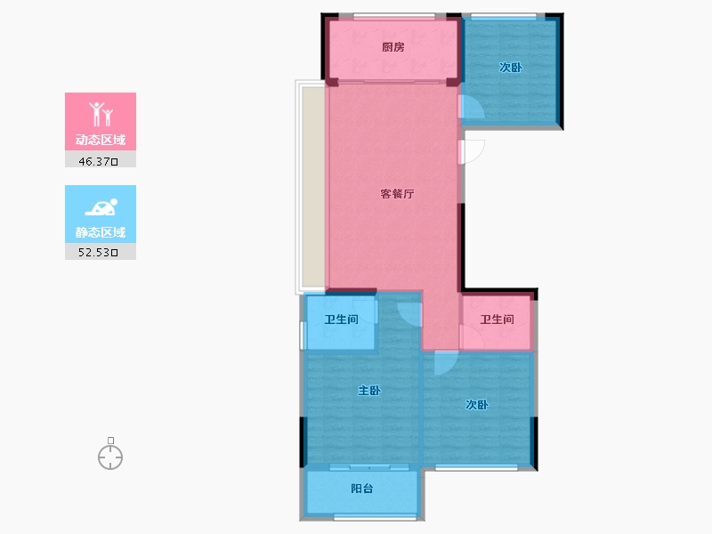 浙江省-丽水市-国鸿大诚翡翠滨江-89.77-户型库-动静分区