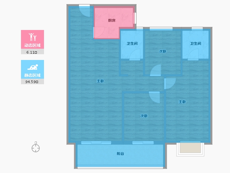 湖北省-黄冈市-滨河·智汇城-91.77-户型库-动静分区