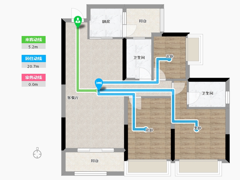 重庆-重庆市-时代广场-76.00-户型库-动静线