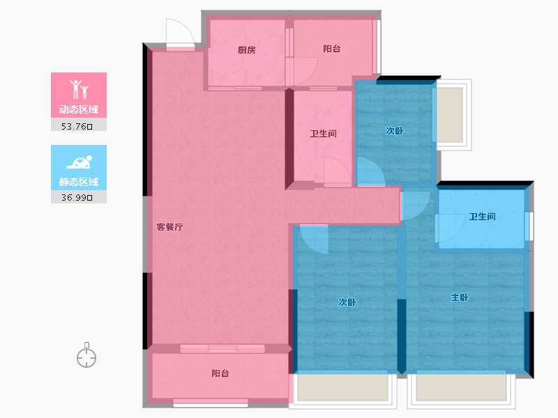 重庆-重庆市-时代广场-76.00-户型库-动静分区