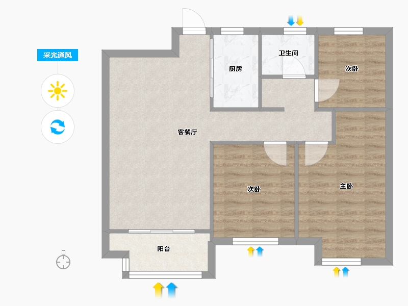 江苏省-无锡市-金科世界城-C区-70.00-户型库-采光通风