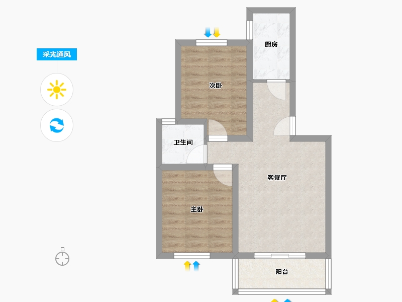 河北省-秦皇岛市-宏屹国际城-63.82-户型库-采光通风