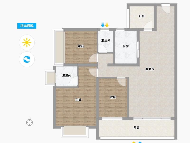 广东省-湛江市-湛江招商国际邮轮城-102.44-户型库-采光通风