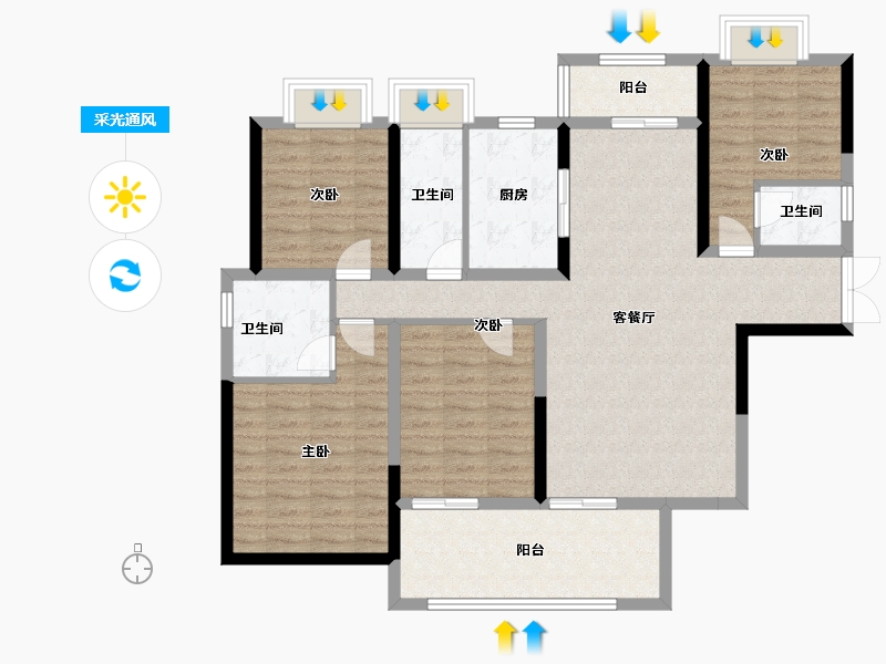 湖北省-宜昌市-建投时代印-114.00-户型库-采光通风