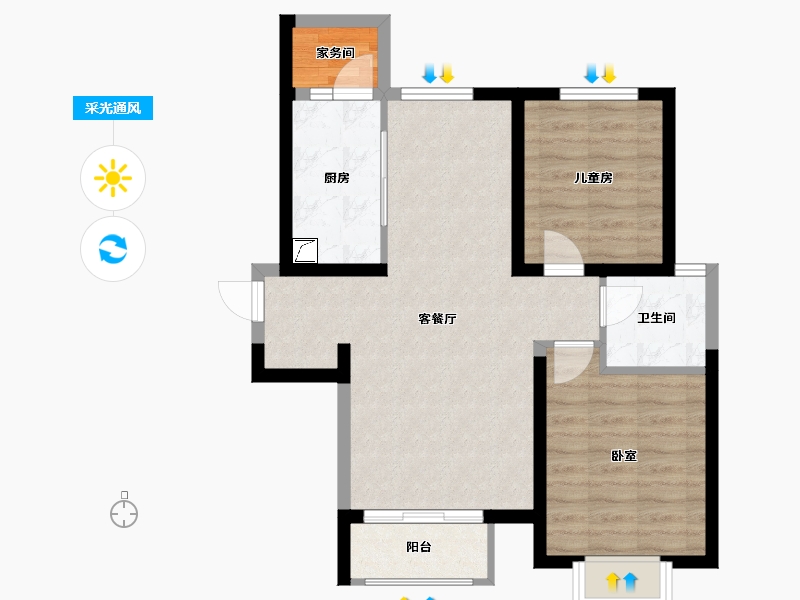 河北省-秦皇岛市-中冶玉带湾-67.22-户型库-采光通风