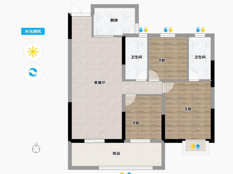 湖北省-宜昌市-建投时代印-86.40-户型库-采光通风