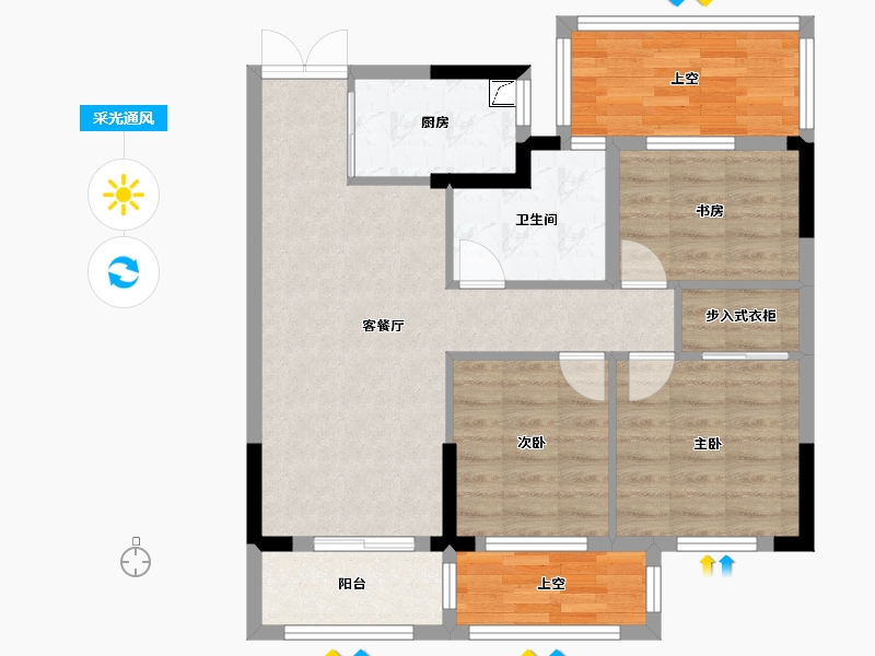 浙江省-金华市-白林新区-80.00-户型库-采光通风