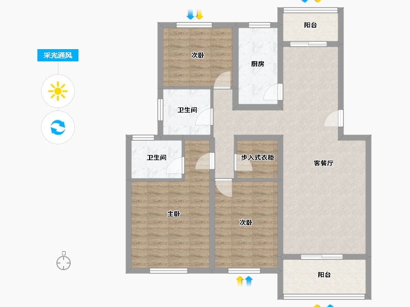 安徽省-黄山市-缦山云起-104.05-户型库-采光通风