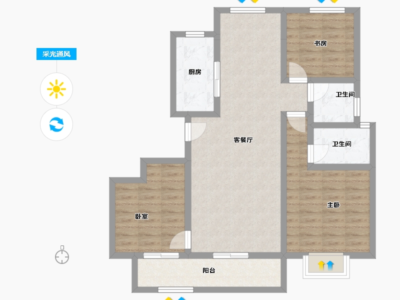 浙江省-丽水市-志城铂金时代-85.61-户型库-采光通风